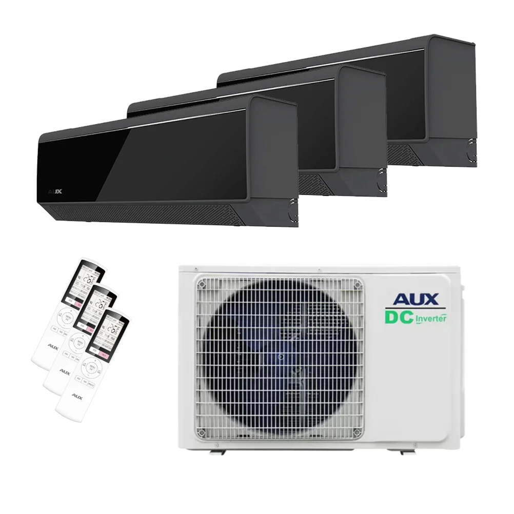 Aux Tripple-Split 6.2kW Outdoor + 2x 2.5kW+ 1X3.5kW C-Serie Onyx black Indoor COOL&HEAT + WiFi