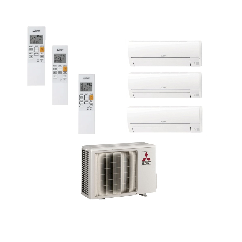 Mitsubishi Electric Tripple 5kW/18000Btu MXZ-3HA50VF + 3 X HR25VFK - Inclusief WiFi