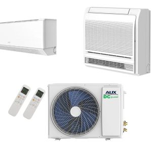 Aux Duo-Split  6.0kW Buitenunit met  1X Vloerconsole 3.5kW en 1x Wandmodel 3.5KW + Wifi