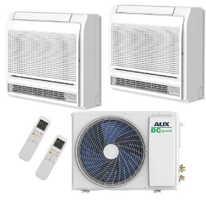 Aux Duo-Split  6.0kW Buitenunit met 2×3.5kW Vloerconsole + Wifi  A++ R32 – COOL&HEAT